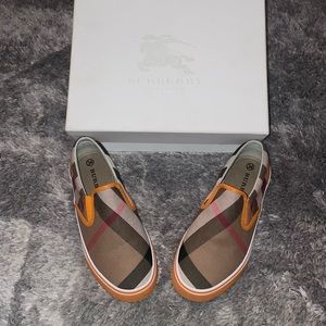 Authentic Burberry Kids Orange Check Slip On Shoes